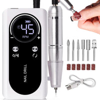 45000RPM Rechargeable Nail Drill Machine with LCD Low Noise Professional Nail Polish Sander Nails Accessories Set — view 5