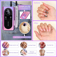 45000RPM Rechargeable Nail Drill Machine with LCD Low Noise Professional Nail Polish Sander Nails Accessories Set — view 8