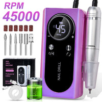 45000RPM Rechargeable Nail Drill Machine with LCD Low Noise Professional Nail Polish Sander Nails Accessories Set — view 6